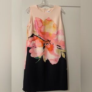 Calvin Klein Peach and Black Floral Midi Dress